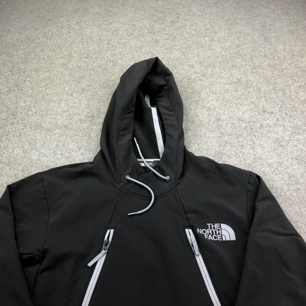 The North Face Hoodie Mens Small Black Pullover Fleece Tekno Zip Pockets